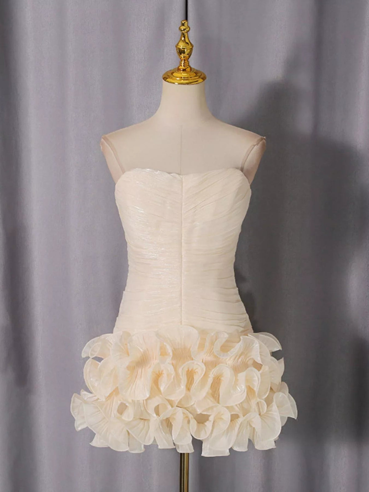 Strapless Ruffle Ruched Mini Dress - SuzRevera