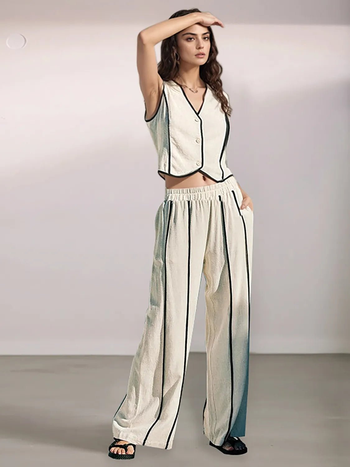 Stripe Vest and Pants Two - Piece Set - SuzRevera