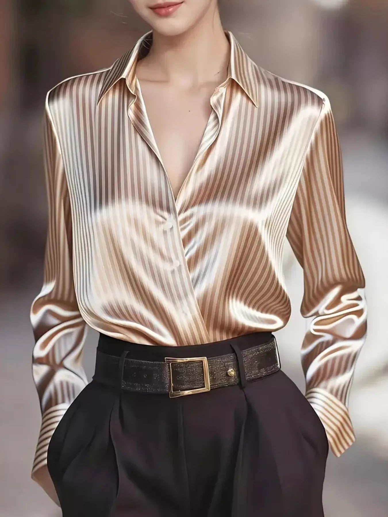 Striped Long Sleeve Shirt - SuzRevera