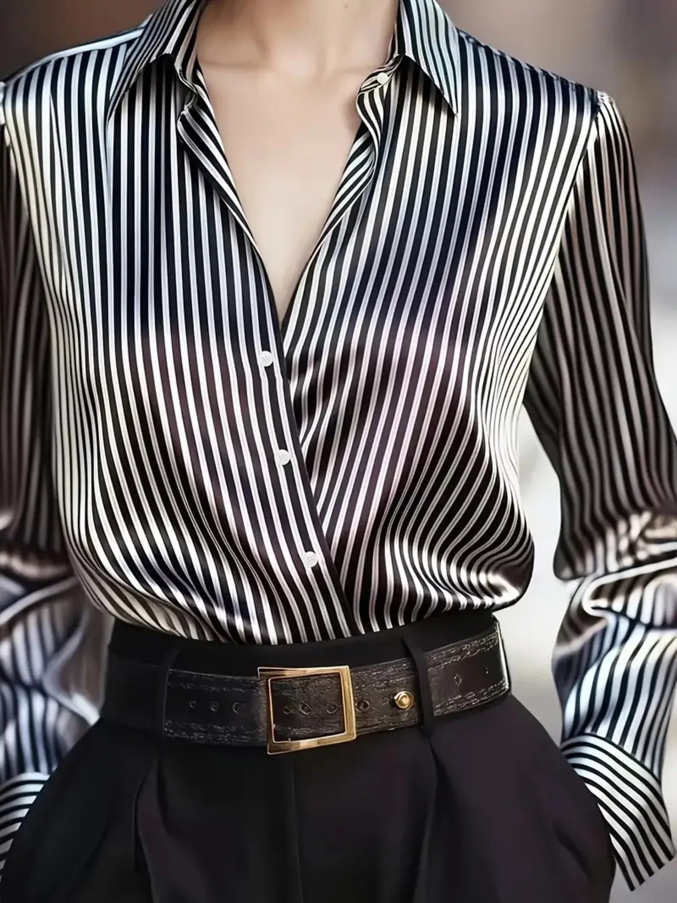 Striped Long Sleeve Shirt - SuzRevera