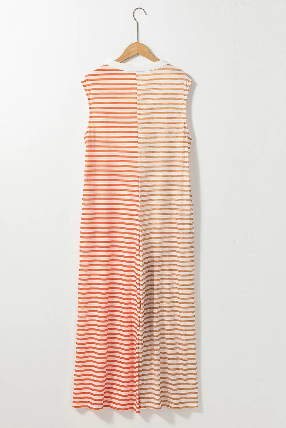 Striped Round Neck Sleeveless Jumpsuit - SuzRevera