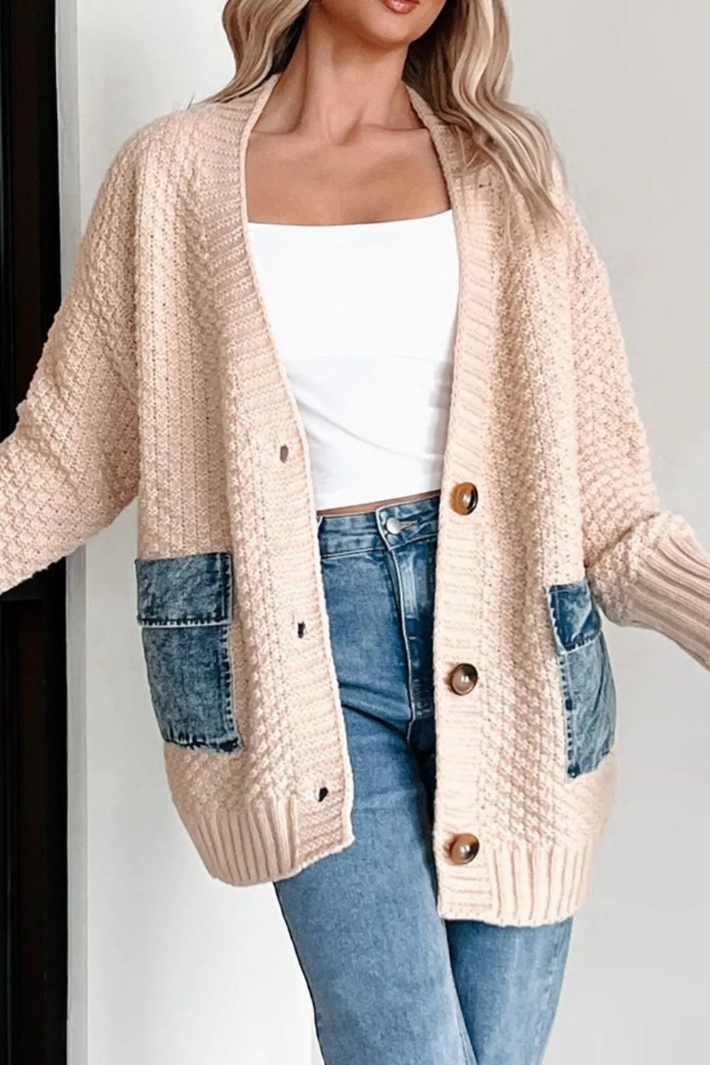 Textured Knit Open-Front Cardigan - SuzRevera