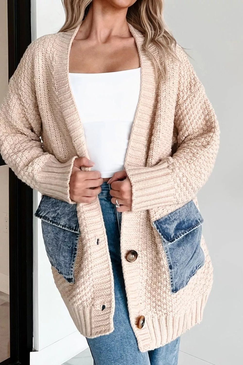 Textured Knit Open-Front Cardigan - SuzRevera
