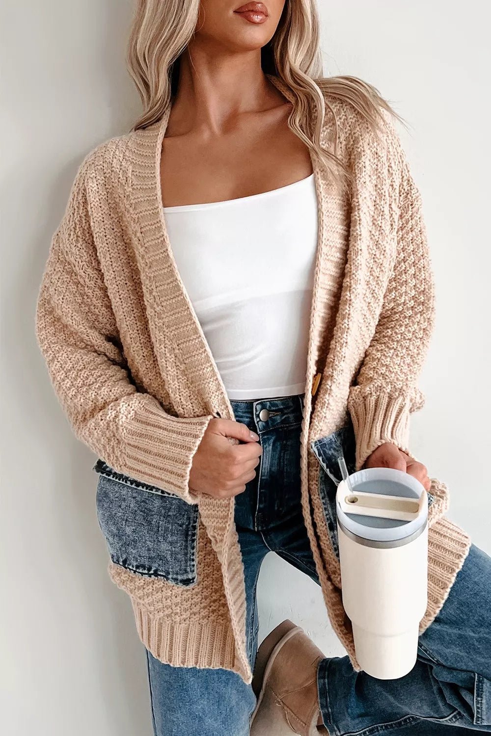 Textured Knit Open-Front Cardigan - SuzRevera