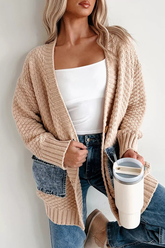 Textured Knit Open-Front Cardigan - SuzRevera