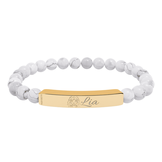 The Lia Signature Bracelet: Natural Stone & Custom Engraved Art 🌿 - SuzRevera