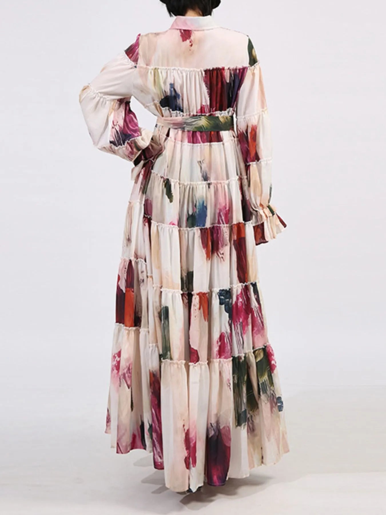 Tiered Tie Waist Maxi Dress - SuzRevera
