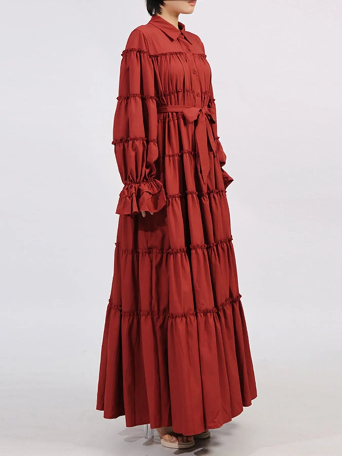 Tiered Tie Waist Maxi Dress - SuzRevera