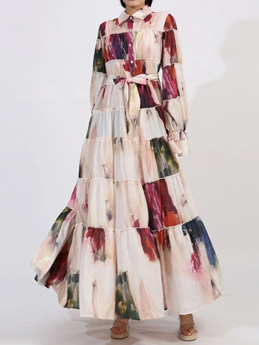 Tiered Tie Waist Maxi Dress - SuzRevera