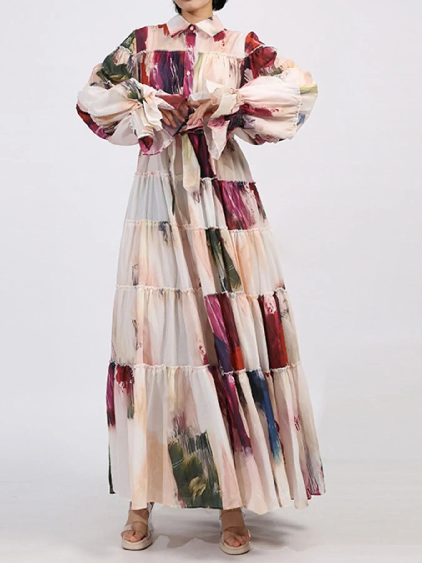 Tiered Tie Waist Maxi Dress - SuzRevera