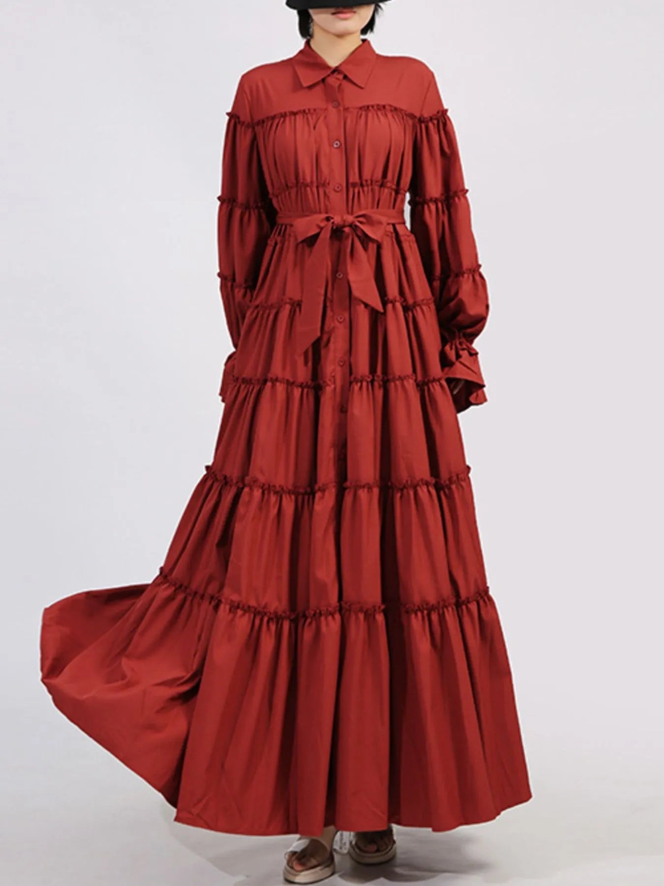 Tiered Tie Waist Maxi Dress - SuzRevera
