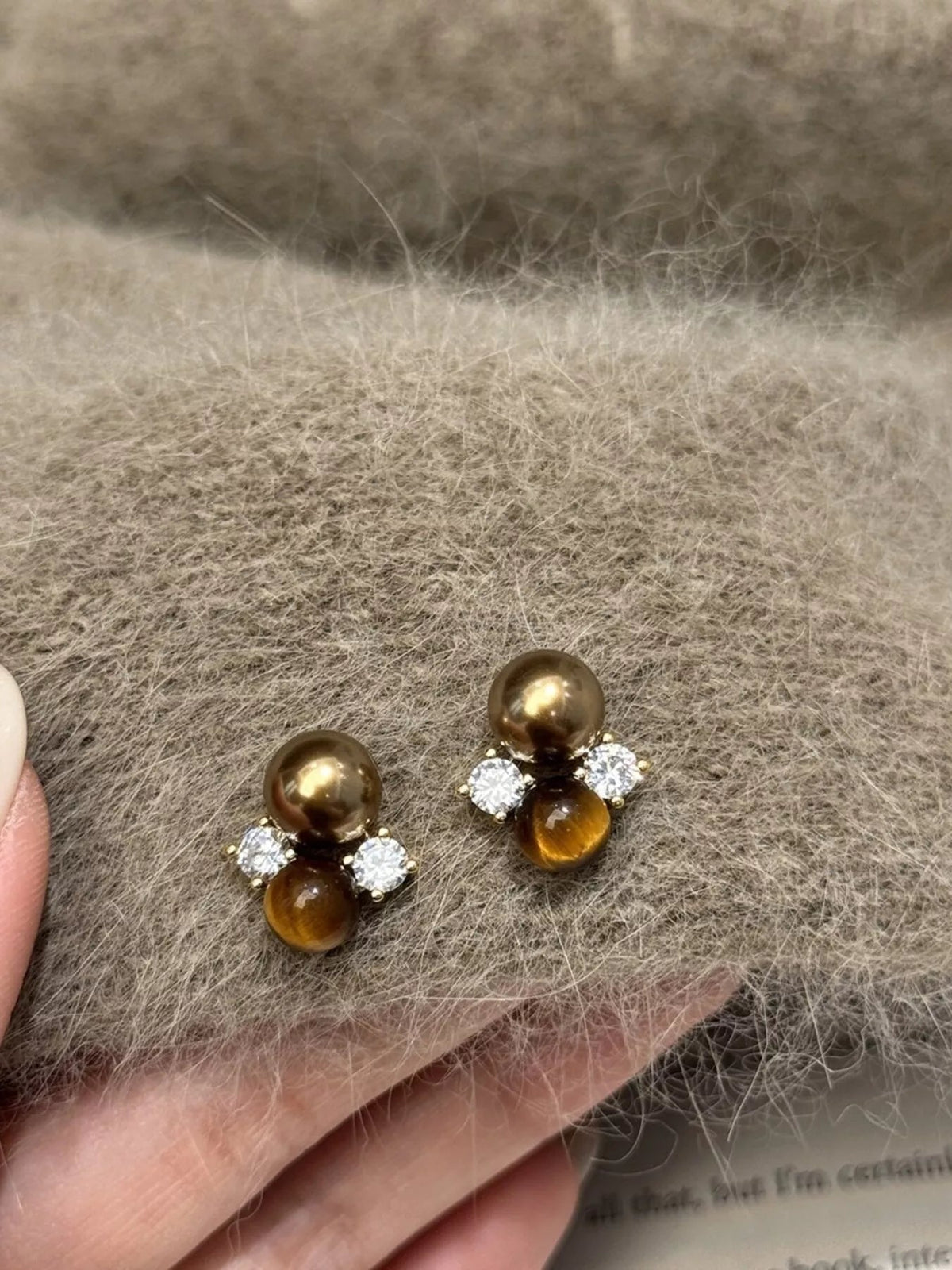 Tiger Eye Stud Earrings - SuzRevera