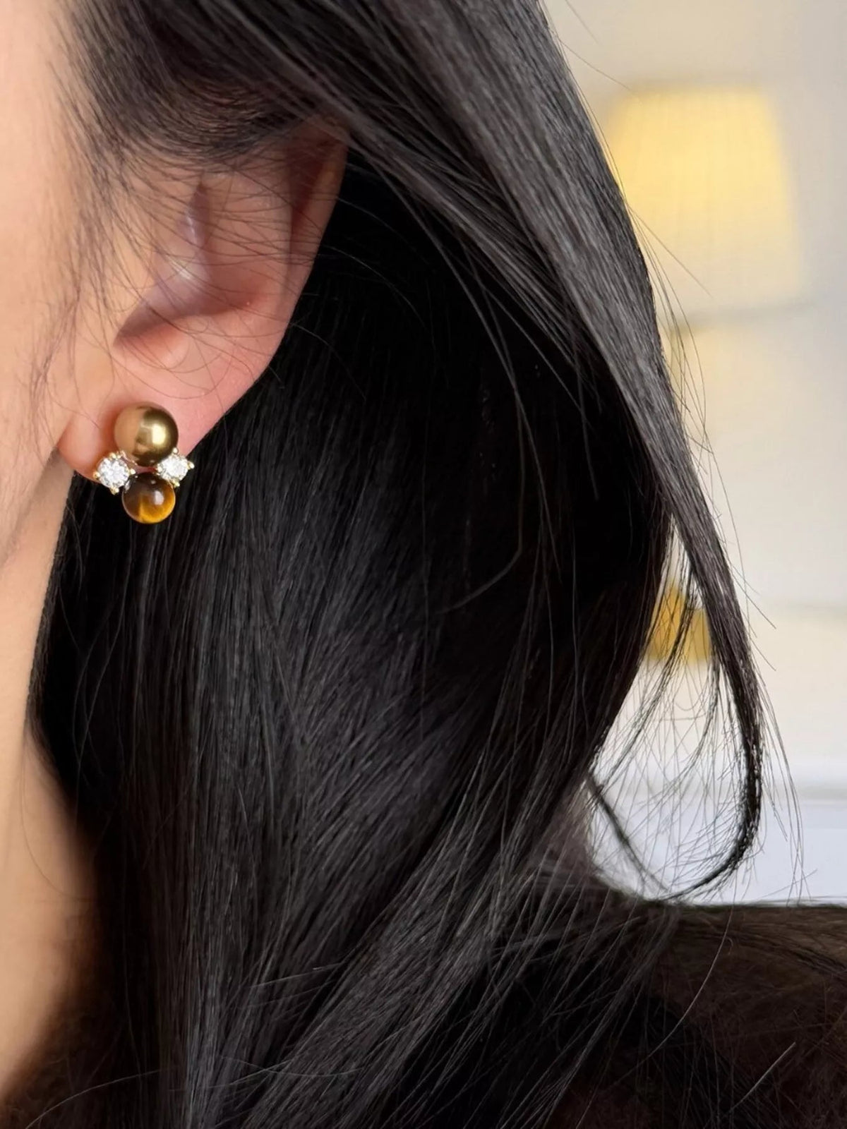 Tiger Eye Stud Earrings - SuzRevera