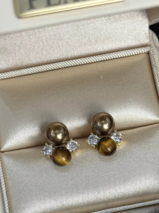 Tiger Eye Stud Earrings - SuzRevera