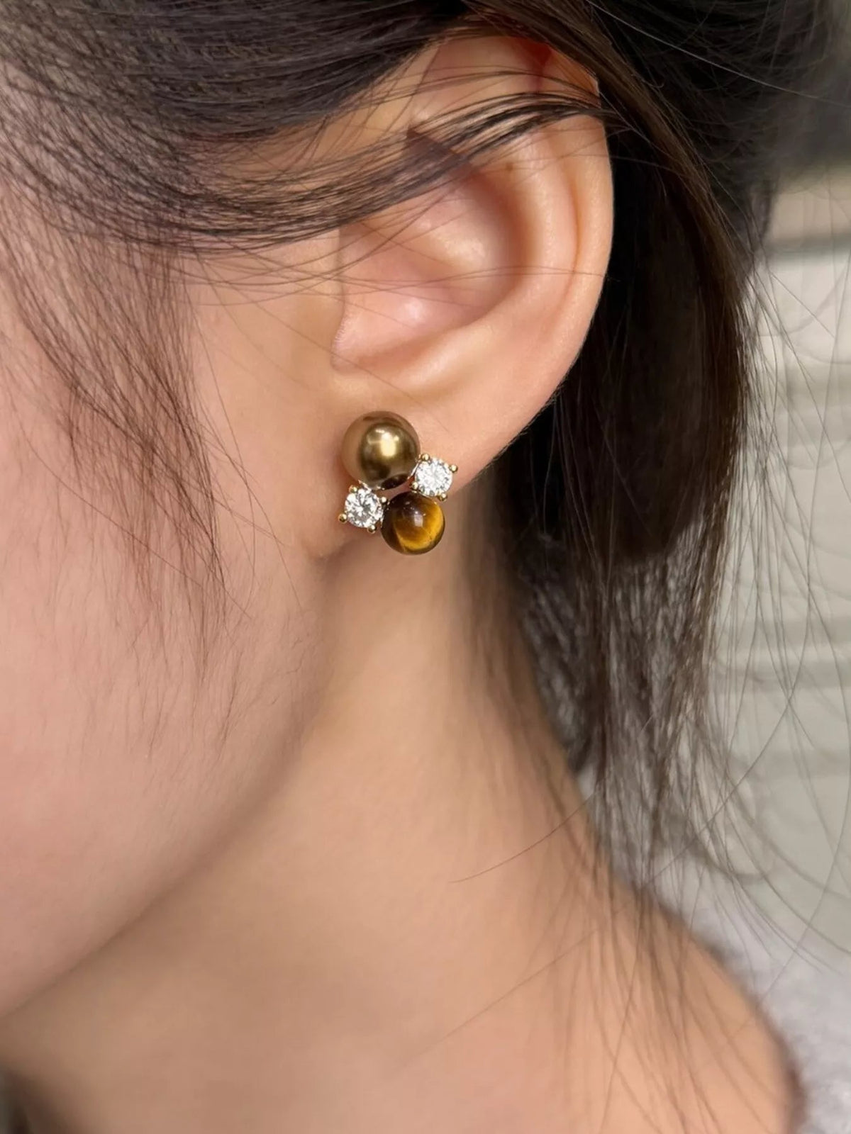 Tiger Eye Stud Earrings - SuzRevera