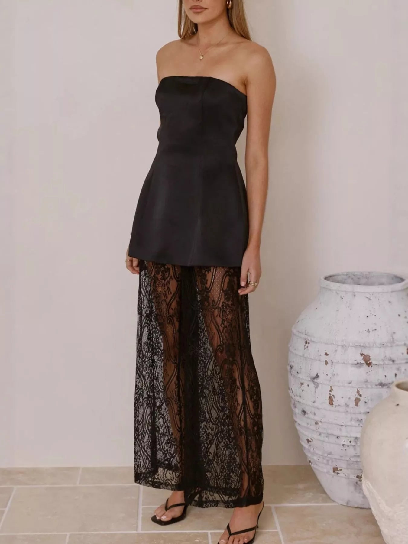 Tube Top and Lace Pants Set - SuzRevera