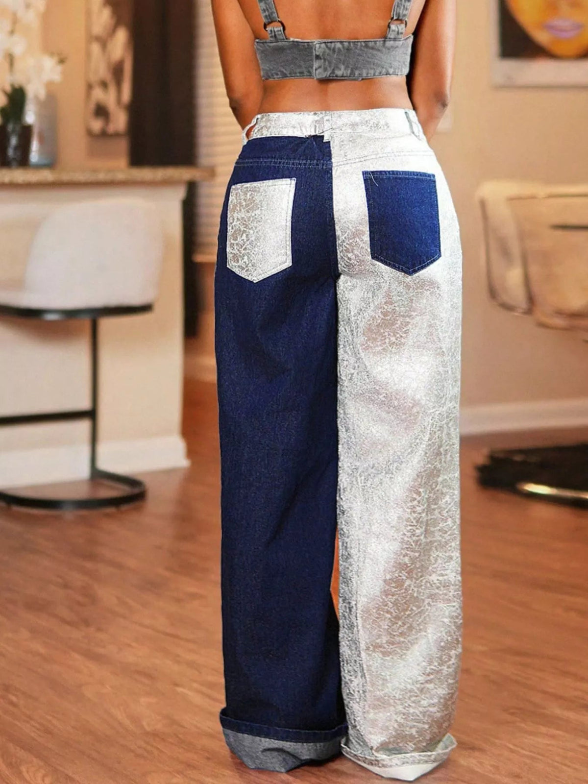 Two-Tone Wide-Leg Jeans - SuzRevera