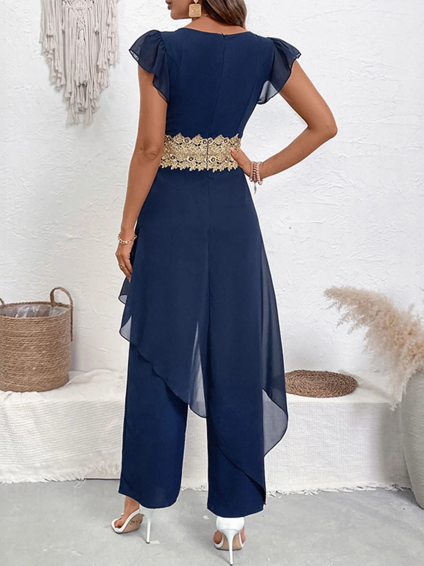 V - Neck Wide Leg Jumpsuit - SuzRevera