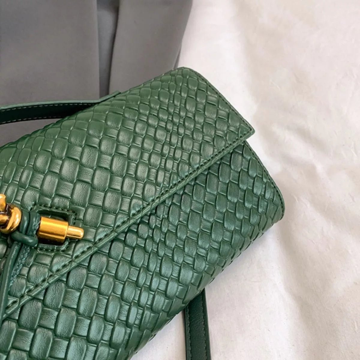 Woven Texture Flap Crossbody Bag - SuzRevera