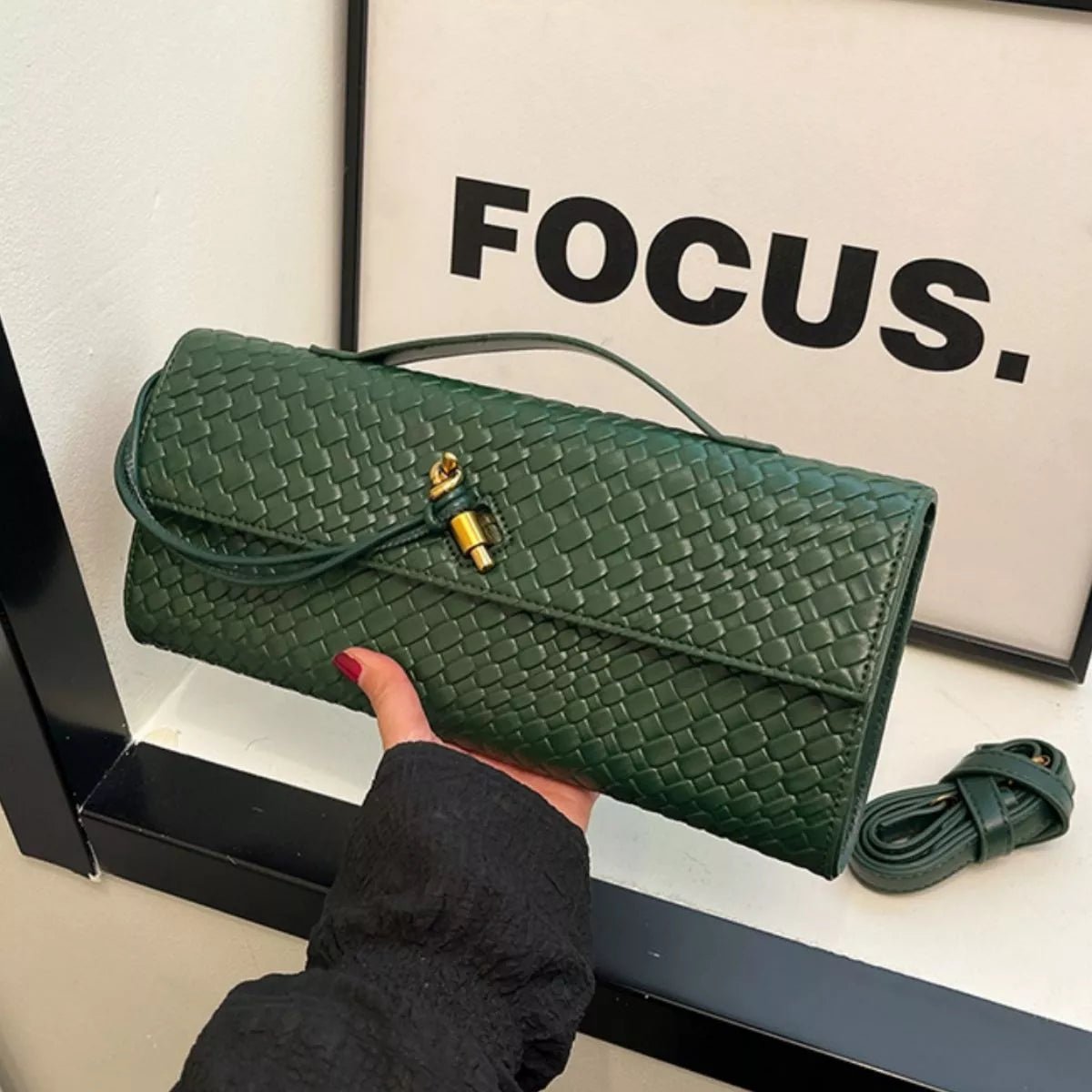 Woven Texture Flap Crossbody Bag - SuzRevera