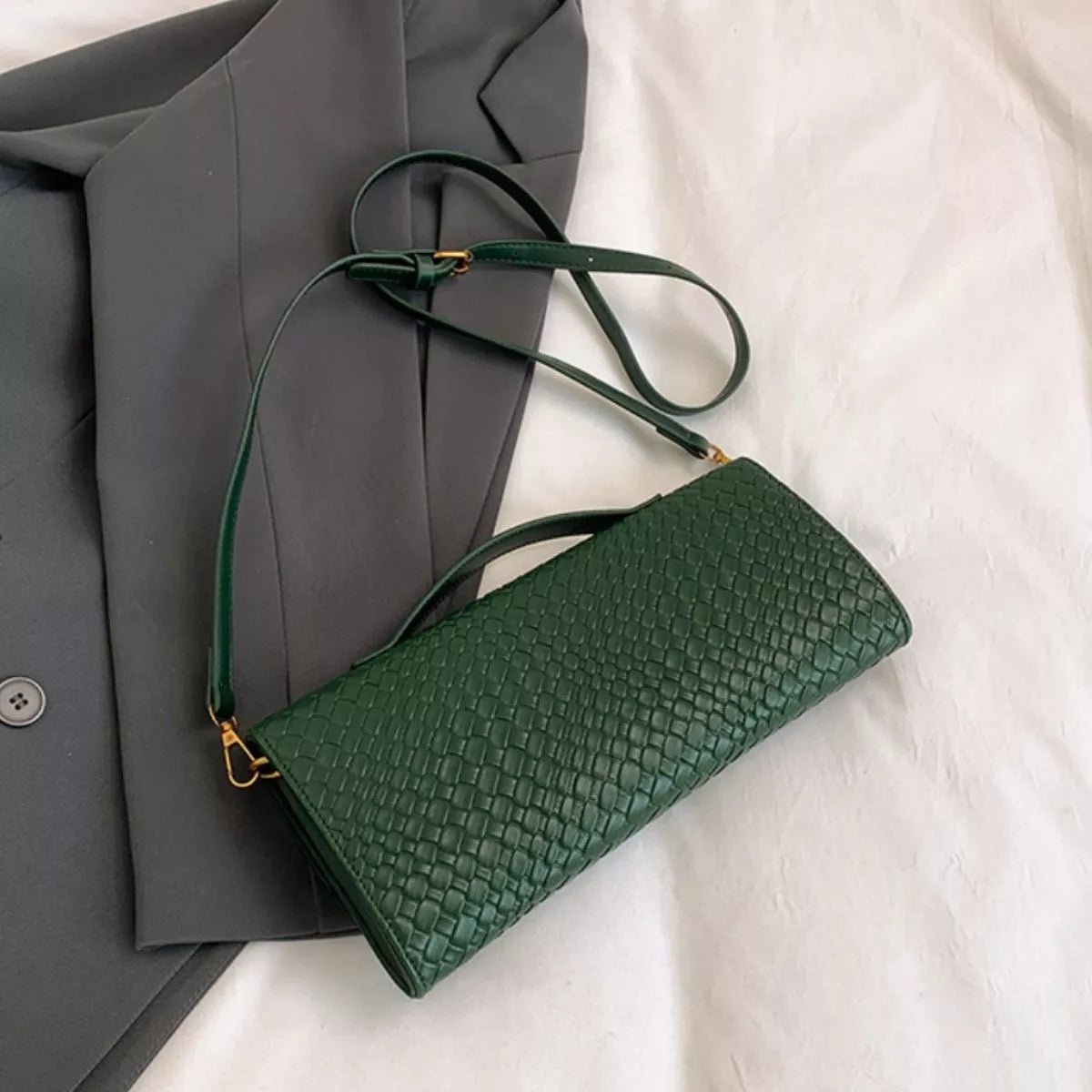 Woven Texture Flap Crossbody Bag - SuzRevera