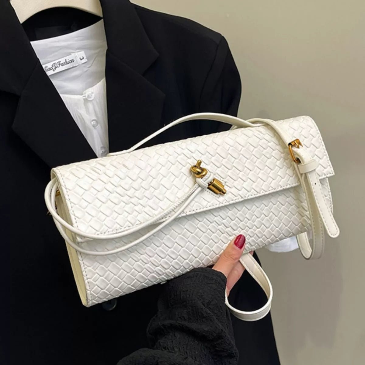 Woven Texture Flap Crossbody Bag - SuzRevera