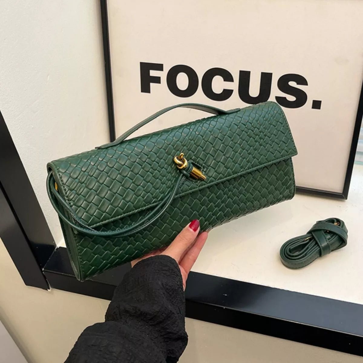 Woven Texture Flap Crossbody Bag - SuzRevera