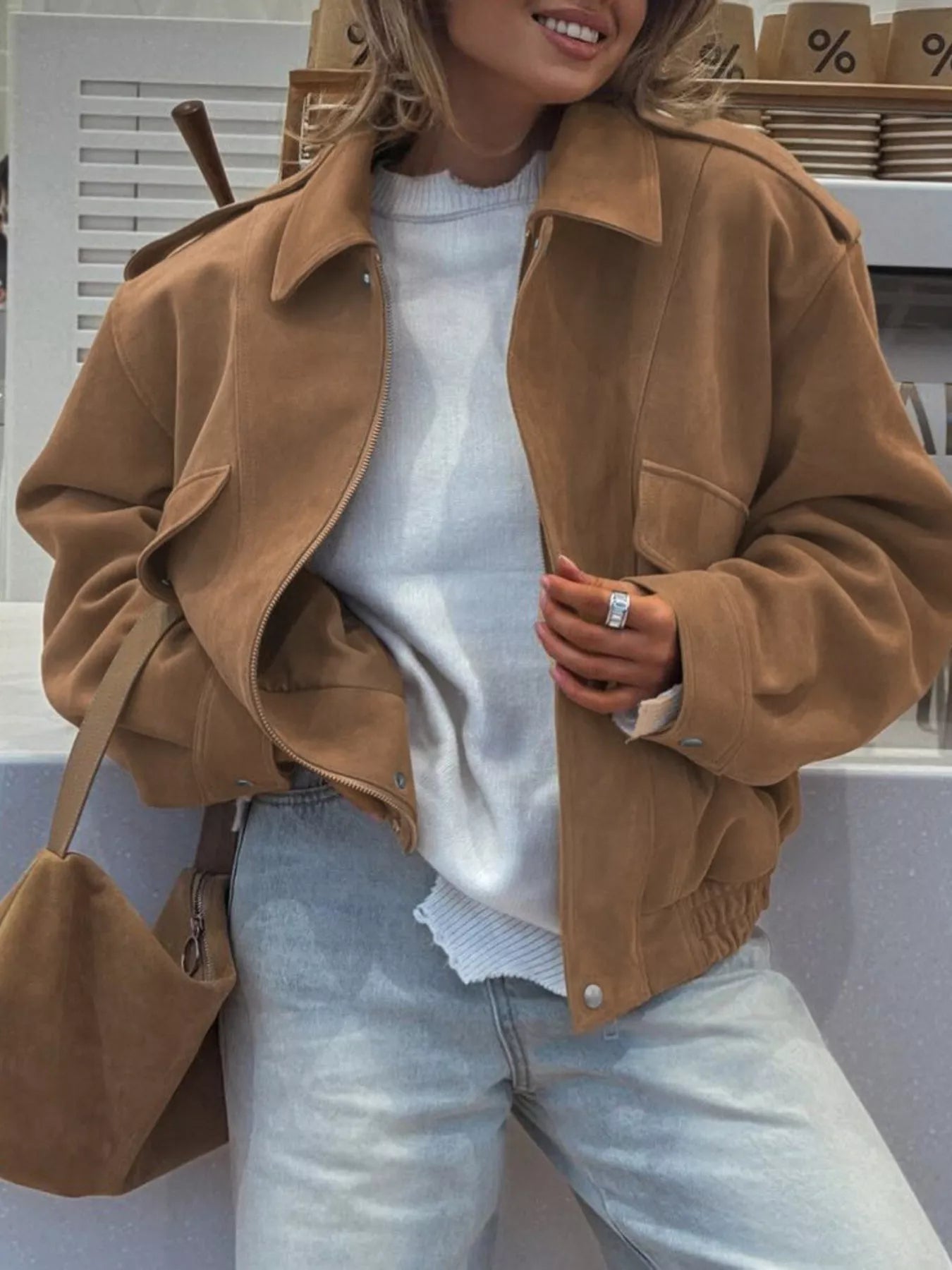 Zip Up Oversized Jacket - SuzRevera