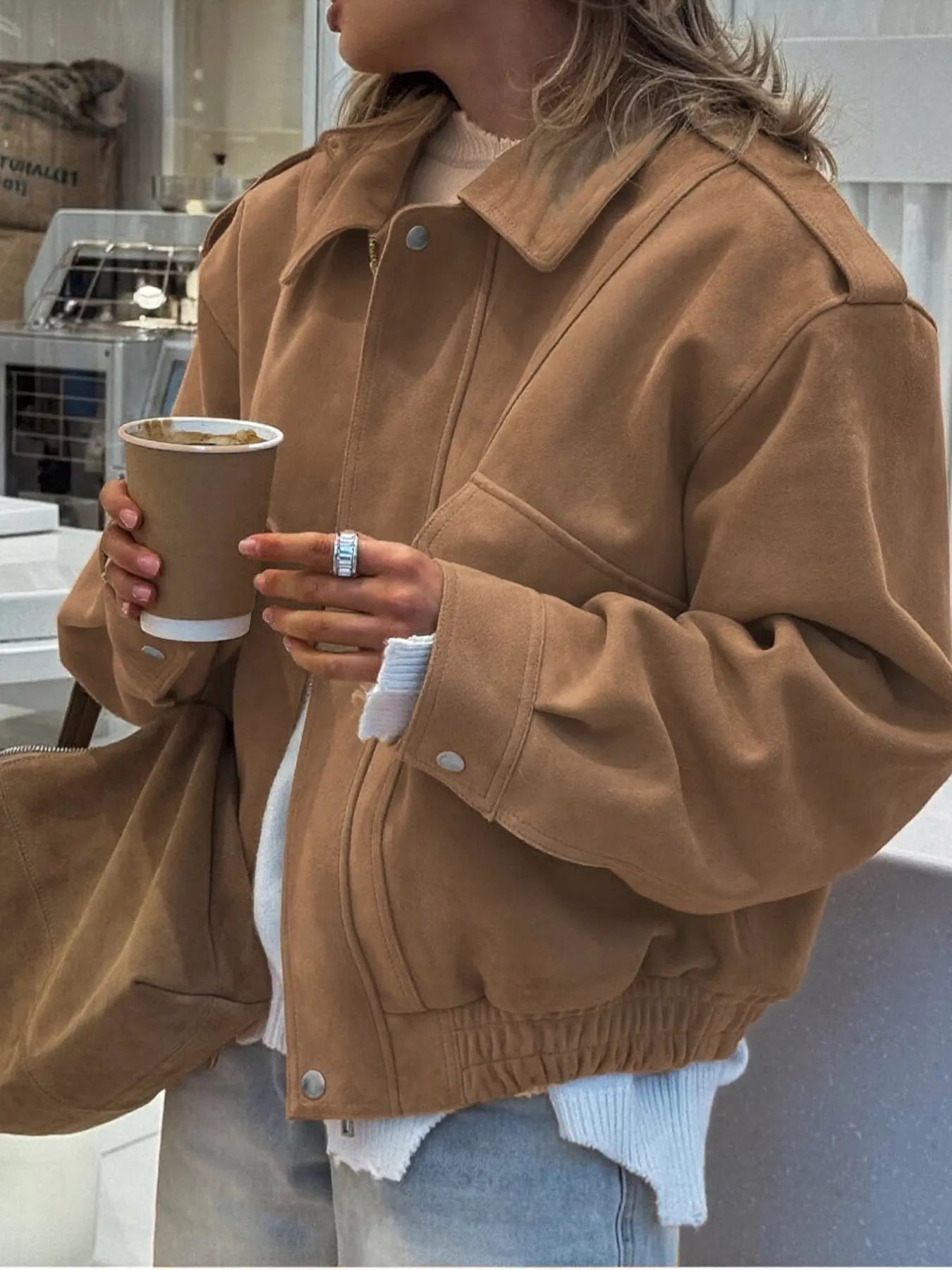 Zip Up Oversized Jacket - SuzRevera
